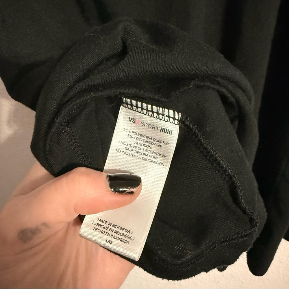 ☀️ Victoria's Secret Sport • Black Muscle Tee • Womens Lg - Picture 6 of 9